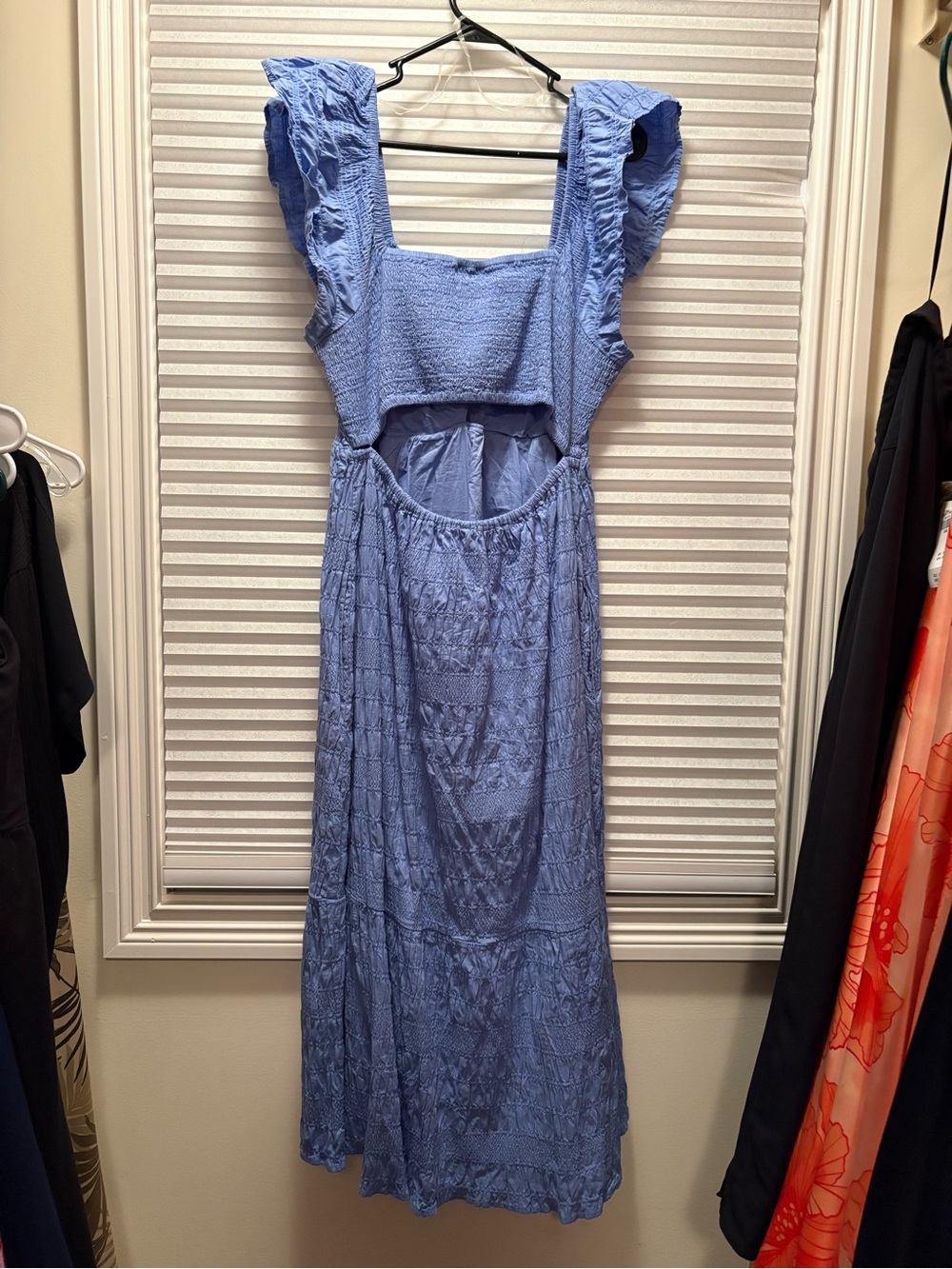 Blue Ruffle Sleeve Maxi Dress - Picture 3 of 3